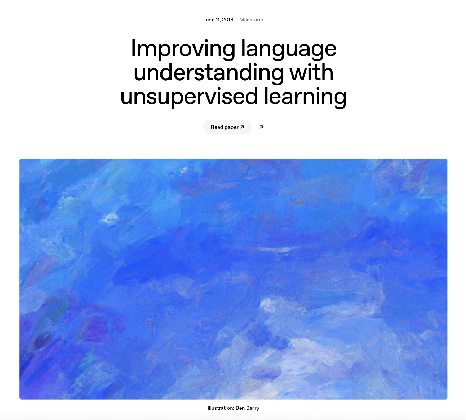 OpenAI milestone: Improving language understanding with unsupervised learning (June 11, 2018)